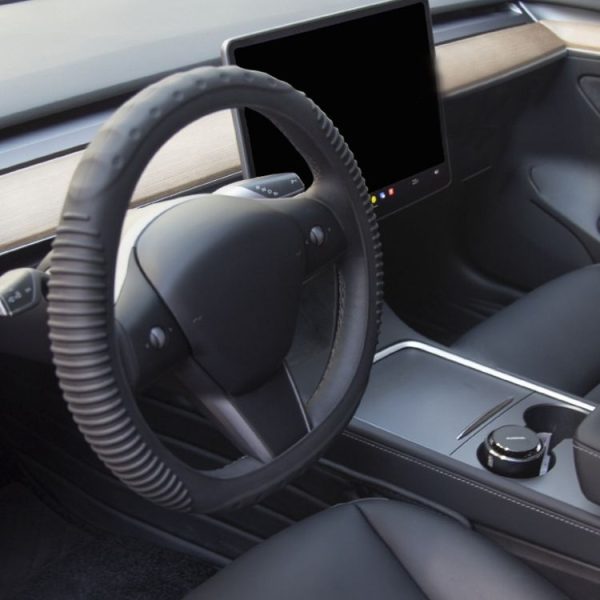 Silicone Non-slip Wear-resistant Concave Point Car Steering Wheel Cover, Size: 34-38cm (Black) - Image 5