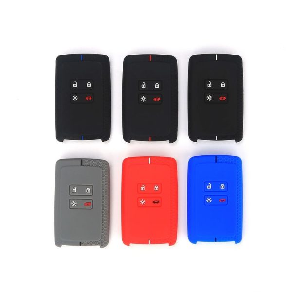 Renault Koleos / Megane 2pcs 4 Button Honeycomb Pattern Silicone Key Cover (Black Red Line) - Image 2