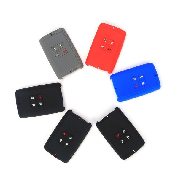Renault Koleos / Megane 2pcs 4 Button Honeycomb Pattern Silicone Key Cover (Black Red Line) - Image 3