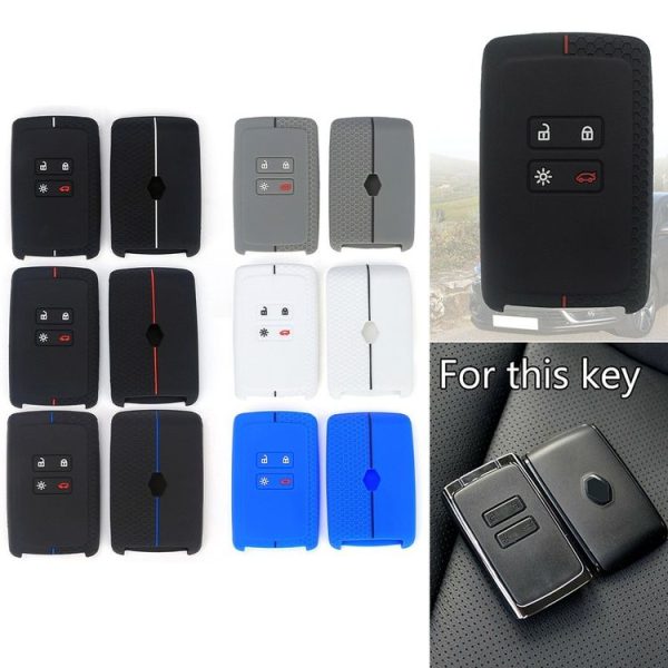 Renault Koleos / Megane 2pcs 4 Button Honeycomb Pattern Silicone Key Cover (Black Red Line) - Image 4