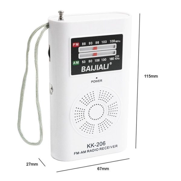 BAIJIALI KK-206 Mini Portable Radio Retro Pointer Multifunctional FM / AM Radio (White) - Image 2