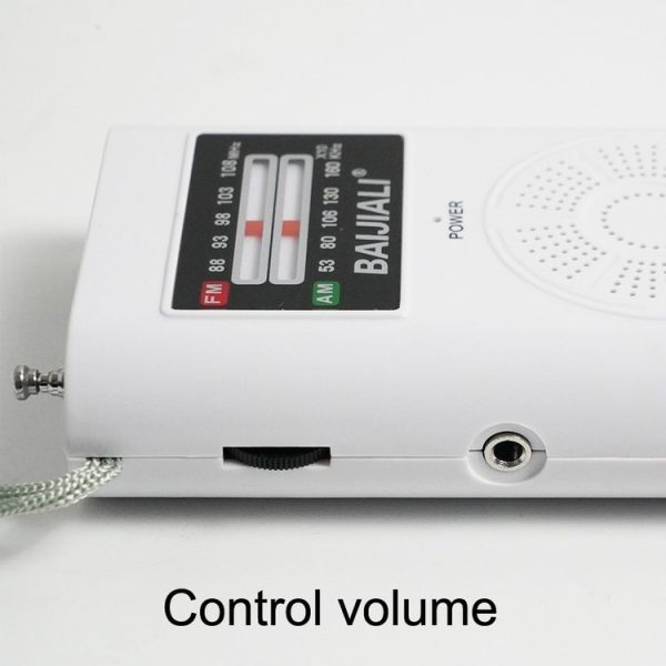 BAIJIALI KK-206 Mini Portable Radio Retro Pointer Multifunctional FM / AM Radio (White) - Image 4