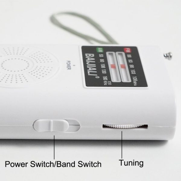BAIJIALI KK-206 Mini Portable Radio Retro Pointer Multifunctional FM / AM Radio (White) - Image 6