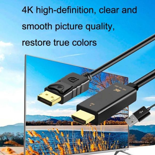 H146 25cm 4K 60Hz HDMI To DP Adapter With Power Supply HD Converter - Image 5