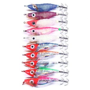 HENGJIA SJB012 Night Light Simulation Shrimp Squid Needle Sea Fishing Fake Bait (10 Colors Bagged)