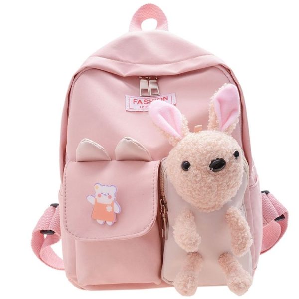 Cartoon Rabbit Early Education Children School Bag Casual Backpack (Pink)