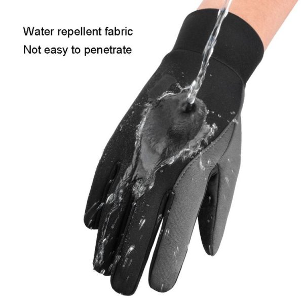 Touch Screen Anti-slip Waterproof Outdoor Sports Warm Cycling Gloves, Size: S (Black) - Image 3