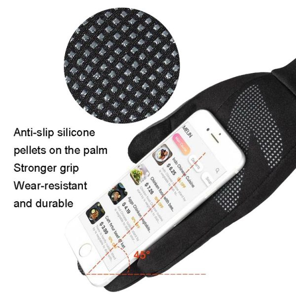 Touch Screen Anti-slip Waterproof Outdoor Sports Warm Cycling Gloves, Size: S (Black) - Image 4