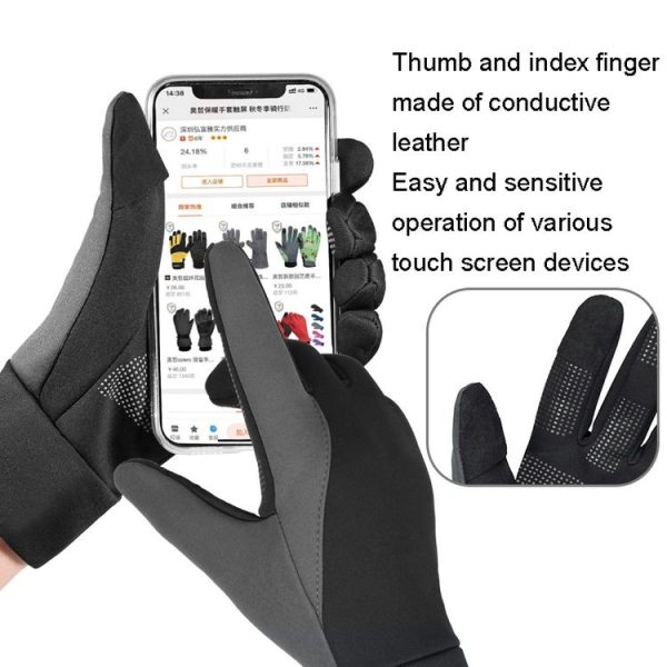 Touch Screen Anti-slip Waterproof Outdoor Sports Warm Cycling Gloves, Size: S (Black) - Image 5