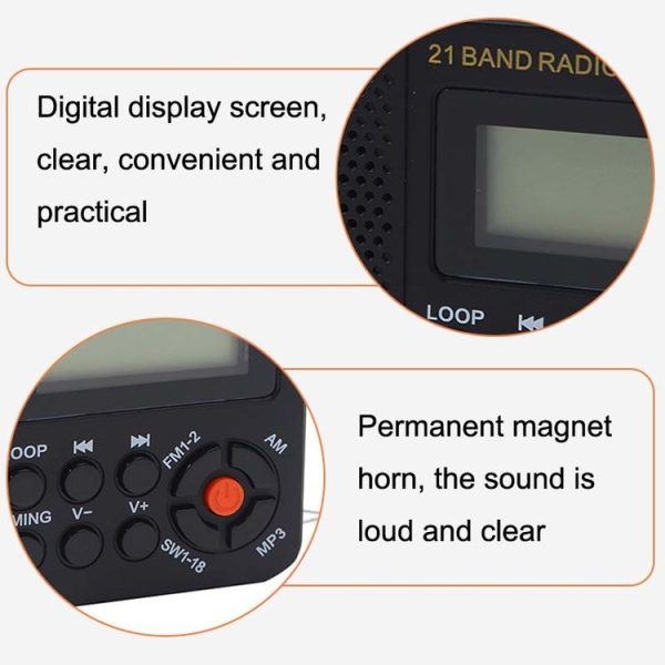 BAIJIALI BJL-166 Full Band Retro Radio Multifunctional Built-In Speaker Player (Black) - Image 4