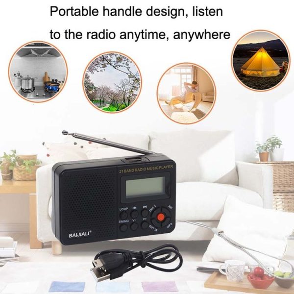 BAIJIALI BJL-166 Full Band Retro Radio Multifunctional Built-In Speaker Player (Black) - Image 5