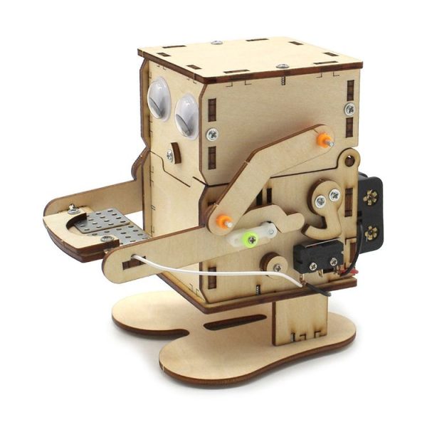 Robot Eating Coins Kids DIY Science Toy Educational Scientific Experiment Kit Wood Craft - Image 2