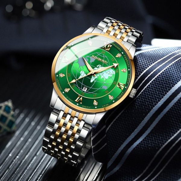 BINBOND B1117 30M Waterproof Earth Dial Butterfly Buckle Luminous Quartz Watch (White Steel-White) - Image 5