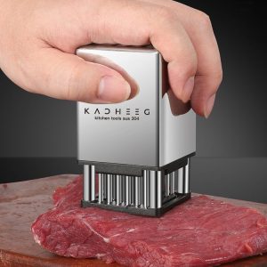 Kacheeg Stainless Steel Steak Tenderizer Double-sided Meat Looper, Style: Without Handle