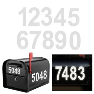 Night Reflective Mailbox Digital Number Waterproof Sticker, Size: 4 inches (White)