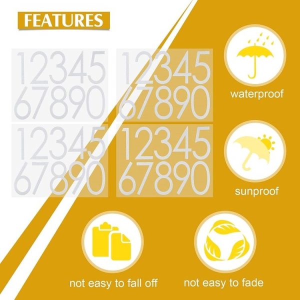 Night Reflective Mailbox Digital Number Waterproof Sticker, Size: 4 inches (White) - Image 3
