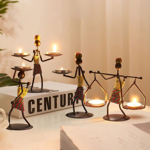 Retro Wrought Iron Man-shaped Candlestick Ornament Restaurant Table Decoration Props, Color: 22 - Image 6