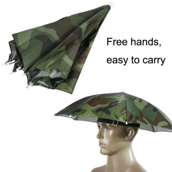JJ11217 Headband Fishing Umbrella Headband 30CM Camouflage Silver Rubber Hat Umbrella (Camouflage) - Image 2