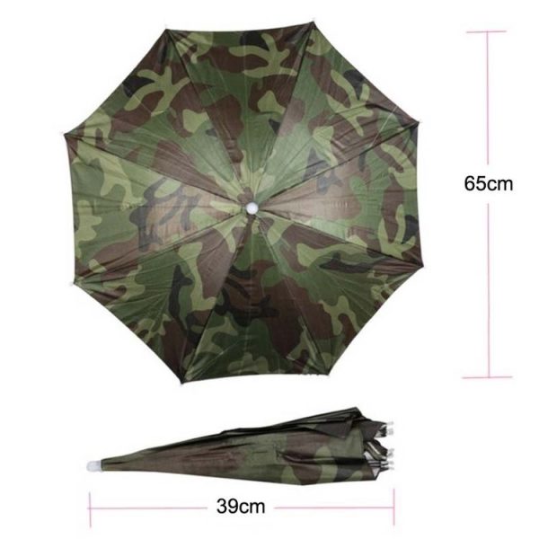 JJ11217 Headband Fishing Umbrella Headband 30CM Camouflage Silver Rubber Hat Umbrella (Camouflage) - Image 3