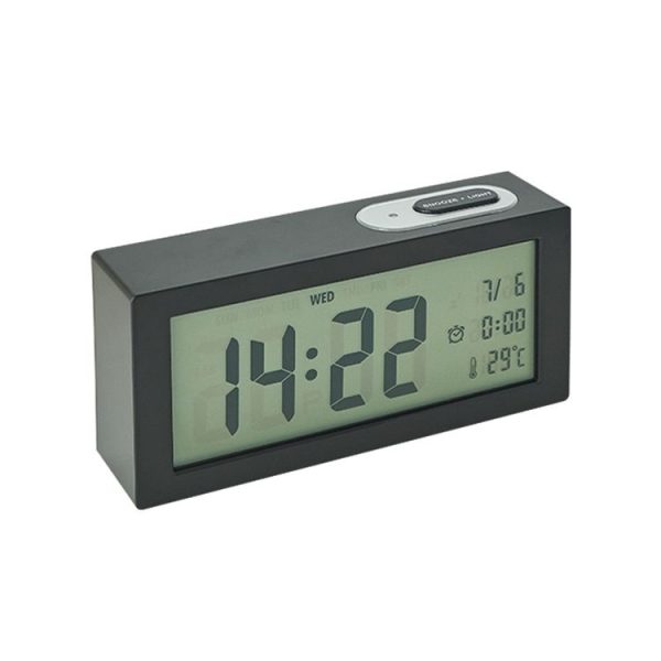 8890H Multifunctional Photosensitive Bedside Small Alarm Clock LCD Screen Digital Clock (Black)