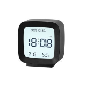 2286 Mini Multifunctional Calendar Alarm Clock Bedside Temperature and Humidity Clock (Black)