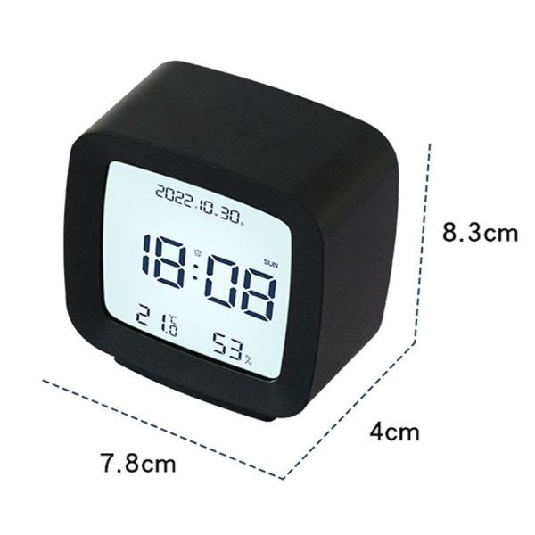 2286 Mini Multifunctional Calendar Alarm Clock Bedside Temperature and Humidity Clock (Black) - Image 3