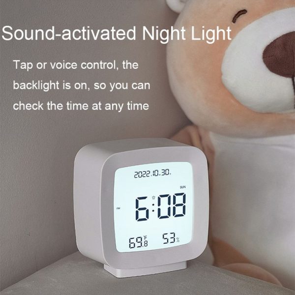 2286 Mini Multifunctional Calendar Alarm Clock Bedside Temperature and Humidity Clock (Black) - Image 5