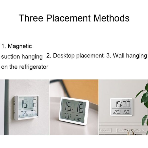 8218 Thin and Light Magnetic Wall-mounted LCD Temperature Electronic Digital Clock (Black) - Image 5