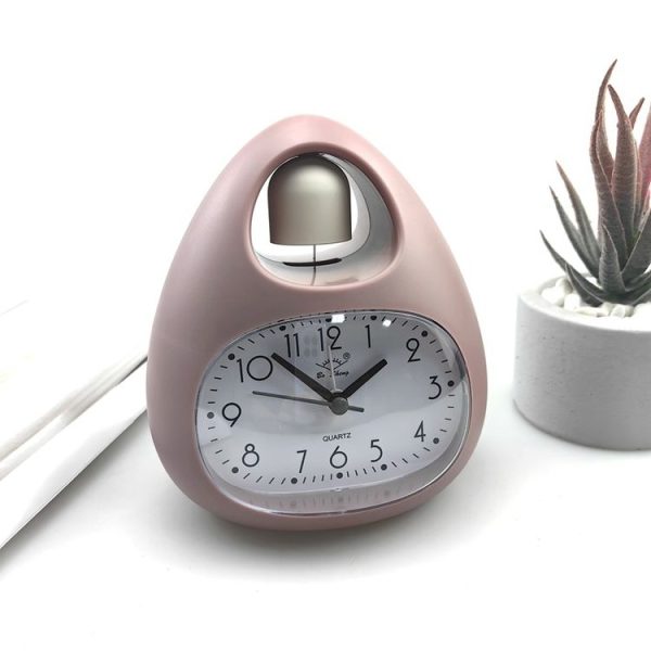 GH809 Egg-shaped Desktop Children Alarm Clock Bedside Cute Belling Clock (Pink)