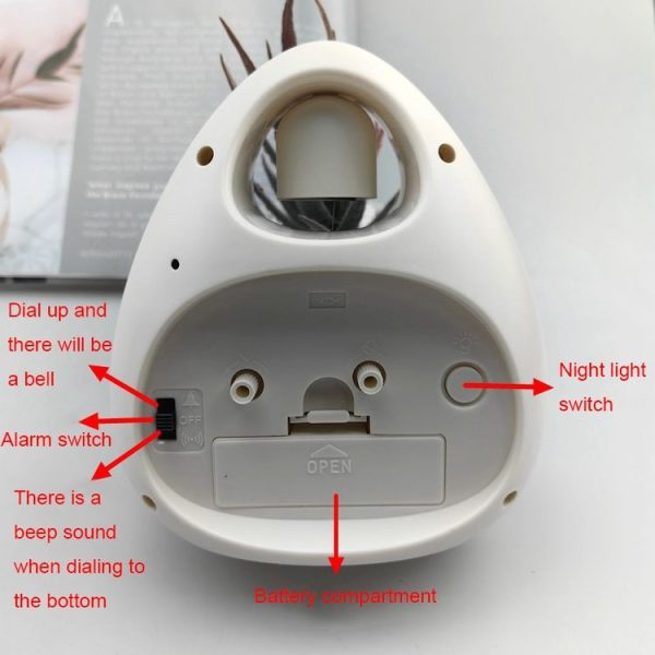GH809 Egg-shaped Desktop Children Alarm Clock Bedside Cute Belling Clock (Pink) - Image 5
