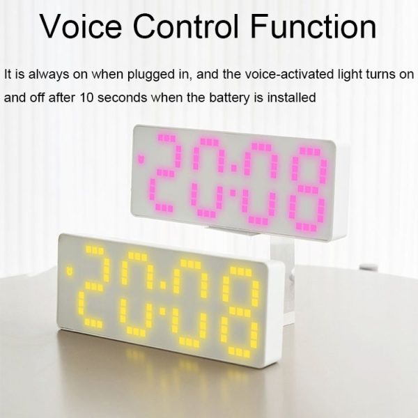 8017 LED Screen Voice Control Digital Alarm Clock Desktop Multifunctional Temperature Clock (Orange) - Image 6