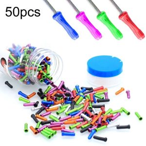 50pcs Mountain Road Bicycle Aluminum Alloy Brake Shifting Cable Core Cap (Random Color Delivery)