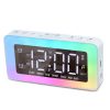 Color Changing LED Light Mirror Alarm Clock Built-in 8 Natural Music (White)