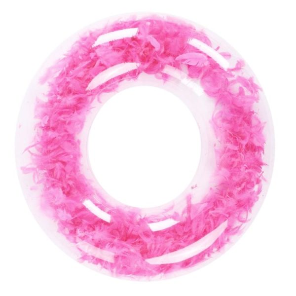 Thickened Transparent Feather PVC Inflatable Swimming Ring 70cm (Pink) - Image 2