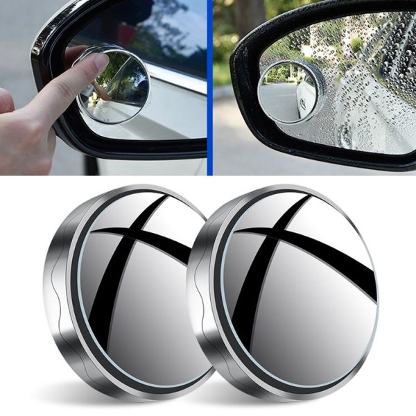 1pair Reversing Mirror Small Round Mirror HD Large View Suction Cup Blind Spot Mirror (Silver)