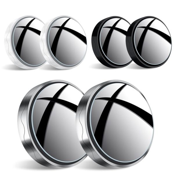 1pair Reversing Mirror Small Round Mirror HD Large View Suction Cup Blind Spot Mirror (Silver) - Image 2