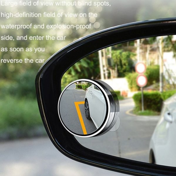 1pair Reversing Mirror Small Round Mirror HD Large View Suction Cup Blind Spot Mirror (Silver) - Image 7