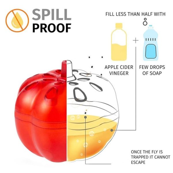 SK116 2pcs Small Pumpkin Fruit Fly Traps Fruit Flying Worm Catcher (Red) - Image 4