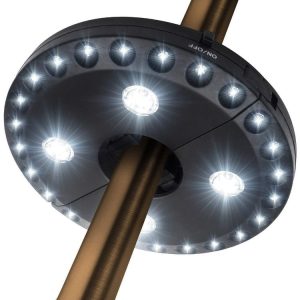 24+4 LEDs Umbrella Light Balcony Emergency Tent Light Camping Ligh for 2.5-3.5cm Pole (Black)