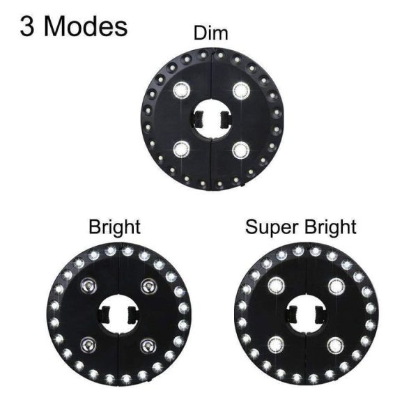 24+4 LEDs Umbrella Light Balcony Emergency Tent Light Camping Ligh for 2.5-3.5cm Pole (Black) - Image 5