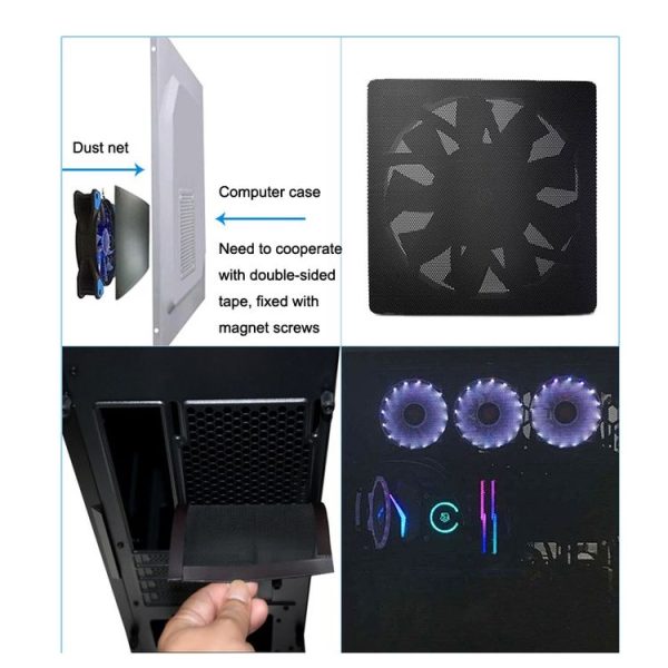 10pcs 12cm With Magnetic Suction PVC Cooling Fan Dust Net Desktop Computer Industrial Fan Filter Cover - Image 6