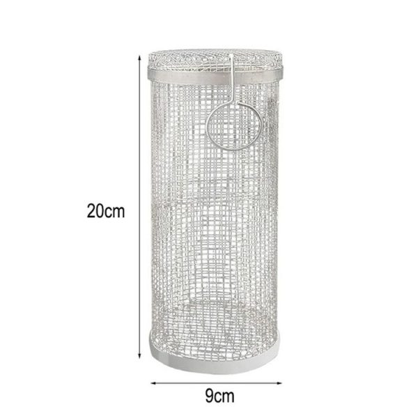Outdoor Stainless Steel Barbecue Cage BBQ Round Mesh Tube 20cm With Hook - Image 2