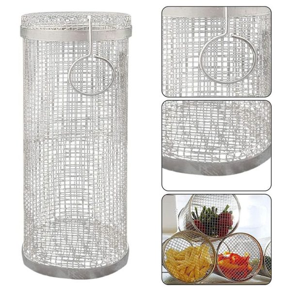 Outdoor Stainless Steel Barbecue Cage BBQ Round Mesh Tube 20cm With Hook - Image 4