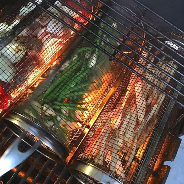 Outdoor Stainless Steel Barbecue Cage BBQ Round Mesh Tube 20cm With Hook - Image 6