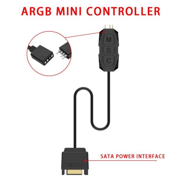 2pcs 5V ARGB 3-pin Light Mode Fan Speed Adjustment Color Controller SATA Power Supply - Image 6