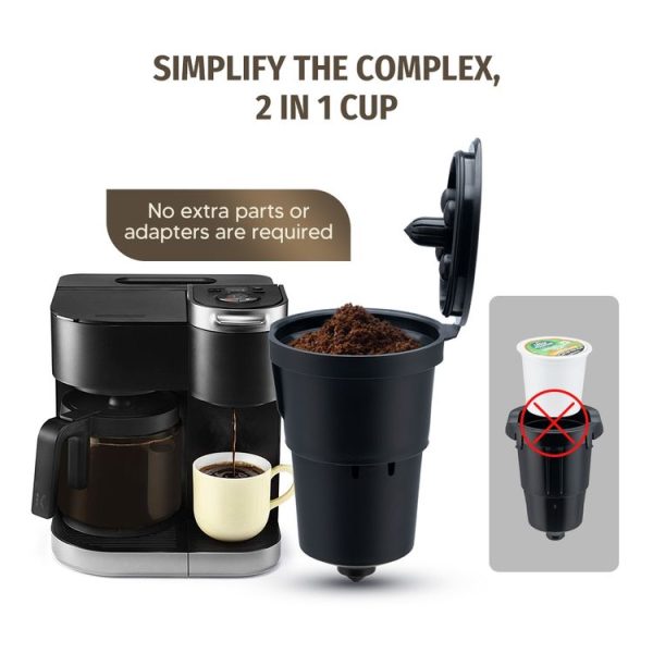 Keurig Reusable Coffee Capsule Filter Cup Refillable K Cup Filter Basket Pod (Black) - Image 2