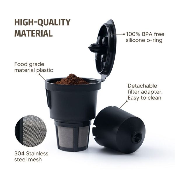 Keurig Reusable Coffee Capsule Filter Cup Refillable K Cup Filter Basket Pod (Black) - Image 5