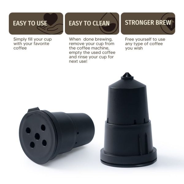 Keurig Reusable Coffee Capsule Filter Cup Refillable K Cup Filter Basket Pod (Black) - Image 6