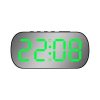 6637 LED Digital Display Temperature Electronic Clock Desktop Mirror Alarm Clock (Black Green Light)