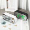 6637 LED Digital Display Temperature Electronic Clock Desktop Mirror Alarm Clock (Black Green Light) - Image 7